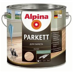 Лак Alpina Parkett шелковисто-матовый алкидно-уретановый бесцветный 2.5 л
