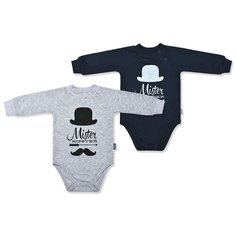 Набор боди LEO (2 шт.) размер 74, серый/синий Лео