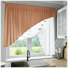 Шторы для кухни Nivasan "Джульетта", коричневый, правая