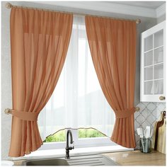 Шторы для кухни Nivasan "Лидия", коричневый