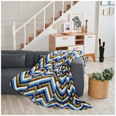 Плед " ЗигЗаг", синий, 200*220 см Bozhong Home Textile