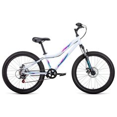 Велосипед FORWARD IRIS 24 2.0 disc (24" 6 ск. рост 12") 2021, белый/розовый, RBKW17N46006