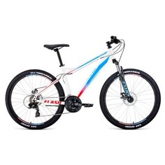 Велосипед FORWARD FLASH 26 2.2 disc (26" 21 ск. рост 19") 2020-2021, белый/голубой, RBKW1M16G044