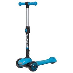 Самокат-кикборд Novatrack RainBow, подростковый, складной, регулируемый по высоте руль, свет деки и колес, музыка, ватер стикер, дизайн-машинка, синий