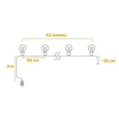 "Ретро гирлянда LVMPV "Боксерская"", белая, 21 метр, 42 лампы"