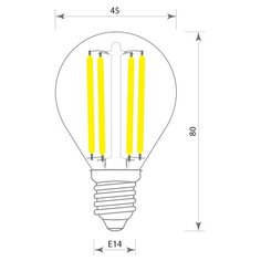 ЛАМПОЧКА СВЕТОДИОДНАЯ ФИЛАМЕНТНАЯ GIS-SOLAR G45-E14-5Вт-3000К-220В