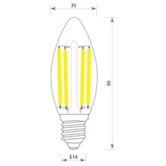 ЛАМПОЧКА СВЕТОДИОДНАЯ ФИЛАМЕНТНАЯ GIS-SOLAR C35-E14-4Вт-6000К-220В