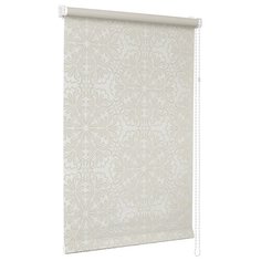 Рулонная штора с направляющими струнами Delfa "Премиум Металлик принт Shine", кремовый, 57*170 см