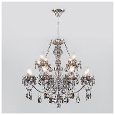 Большая хрустальная люстра Eurosvet 10103/12 хром/дымчатый хрусталь Strotskis