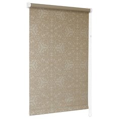 Рулонная штора с направляющими струнами Delfa "Премиум Металлик принт", темно-бежевый, 68*170 см