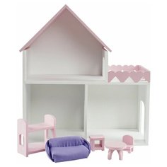 Кукольный домик Коняша «Пломбир» с интерьером и мебелью (для кукол до 15 см, 45x50x20 см) ДК001П/1