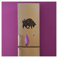 Магнитная меловая Доска Doski4you "Бык № 1" для рисования на холодильник, комплект / детская грифельная мел