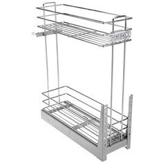 Двухуровневая выкатная корзина 300 мм (бутылочница) Карго МINI на шариковых направляющих с доводчиком, хром GTV