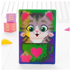 3572058 Алмазная мозаика для детей Котик+ емкость, стержень с клеевой подушечкой Арт Узор