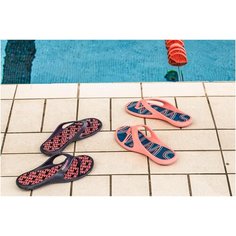 Сланцы для бассейна женские TONGA 500 PRINT DIAG, размер: EU39/40, цвет: Синий Графит/Неоновый Розовый NABAIJI Х Декатлон Decathlon