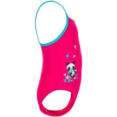 Купальник слитный для девочек розовый с принтом "Панда", размер: 18 МЕСЯЦЕВ, цвет: Розовый/Персидский Зеленый NABAIJI Х Декатлон Decathlon