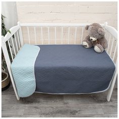 Покрывало ультрастеп в детскую кроватку - Облегченное одеяло двухстороннее, Вселенная текстиля, Полиэстер, цвет синий-св.зеленый 105х150 см