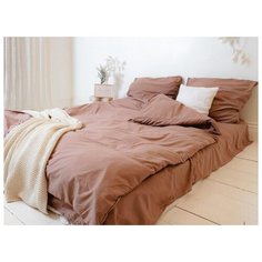 Комплект постельного белья Grazia-Textile 1,5 спальный однотонный КАКАО, Сатин, наволочки 70x70 2 шт.