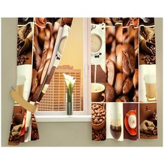 Фотошторы "Кофейная тематика", 145*180 см, 2 шт. Сирень