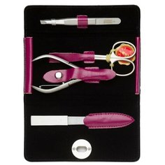 Маникюрный набор MERTZ, 4 пр., футляр кожаный, розовый (A4440RF)