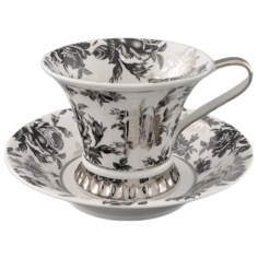 Чашка высокая с блюдцем Светлана Черная роза (200 мл), Leander