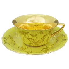 Чашка с блюдцем Виндзор Золотые листья, желтый (150 мл), Leander