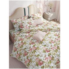 Пододеяльник Сказка перкаль Прохоровская роза 175 x 215 см голубой/зеленый/коралловый