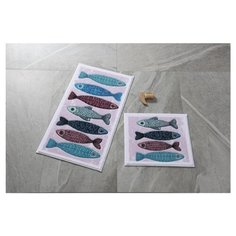 Комплект ковриков для ванной 2 шт, 57x100 см, 50x57 см, 8680318221087 Confetti