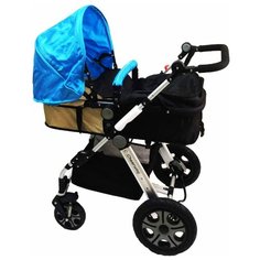 Коляска-трансформер CheerWay (голубой) поворотные передние, надувные колеса Baby Style