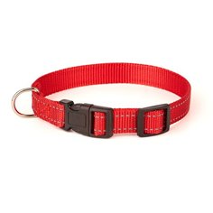 Ошейник KareLine нейлон 15мм 240-340мм со светоотражающей ниткой и пластиковой пряжкой красный