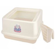 Туалет Catidea 44х44х25 см высокий борт, с совком, кремовый