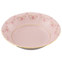 Салатник круглый Соната Розовая нить, 16 см, розовый фарфор, Leander