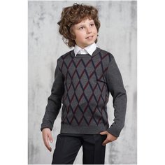 Джемпер VAY размер 128, серый/синий/бордо