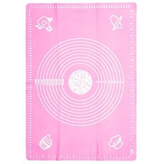 Коврик для раскатки теста силиконовый, 45х64 см, розовый Edenberg