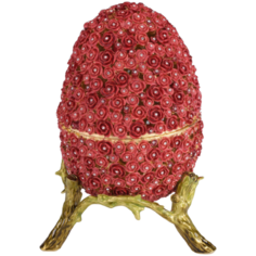 Большое коллекционное пасхальное яйцо с розами в стиле Фаберже (Faberge Egg) шкатулка декоративная, интерьерная, сувенирная, универсальная для ювелирных украшений, бижутерии, подарки, сувениры, винтаж, розы, декор, интерьер, статуэтка, фигурка. Лимити Keren Kopal