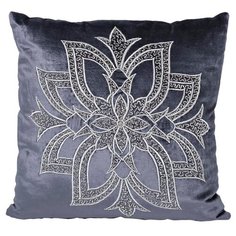 Подушка декоративная с вышивкой и бисером "Цветок" синяя Garda Decor 101286/5