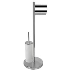 Стойка напольная c держателем туалетной бумаги и ершиком для унитаза Vivi Felice F 0510 B хром/белый