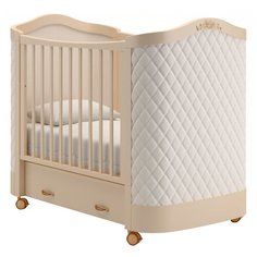 Кроватка Гандылян Тиффани декор ромб (колесо) (качалка) слоновая кость