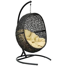 Подвесное кресло-кокон ЭкоДизайн FlyingRattan Lunar, black