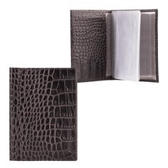 Бумажник водителя FABULA "Croco Nile", натуральная кожа, "крокодил", 6 пластиковых карманов, черный, BV.2/1.KR
