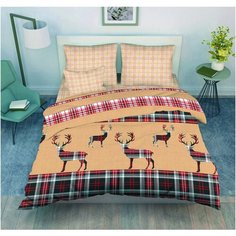 Постельное белье евростандарт Василиса Шотландия, бязь, 70 х 70 см, красный/коричневый