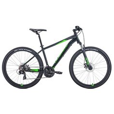 Велосипед FORWARD APACHE 27,5 2.2 S disc (рост 21" 21ск.) 2021, черный матовый/ярко-зеленый