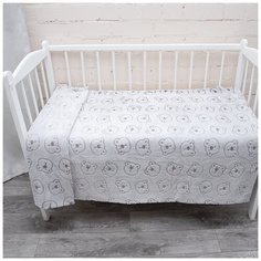 Плед-покрывало в детскую кроватку, Вселенная текстиля, Велсофт стриженный, Мишки, 100х150 см