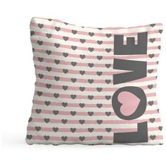 Декоративная подушка флис 35х35 см Love розовая Sfer.Tex
