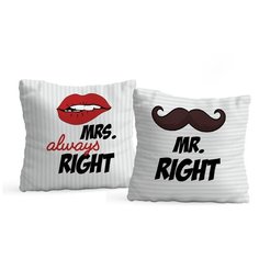 Декоративные подушки флис 35х35 см комплект 2 шт Mr Right&Mrs Always Right Sfer.Tex