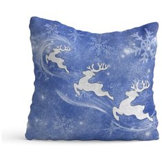 Декоративная подушка флис 35х35 см Зимняя сказка синяя sfer.tex 1713177