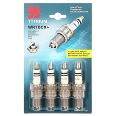 Свечи зажигания ЭЗ Yttrium WR7DCX +, комплект 4 шт. ВАЗ (LADA) 2108-21099, 2110-2112, 2113-2115, Приора, Калина, Калина 2, Гранта 8 клапанов инжектор Bosch