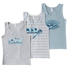 Майка BAYKAR размер 86/92, белый/серый/голубой