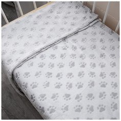 Плед-покрывало в детскую кроватку, Вселенная текстиля, Велсофт стриженный, Лапки, 100х150 см