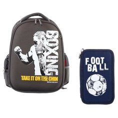 Рюкзак каркасный Bruno Visconti 12-001 38*30*20 мал "Бокс"+пенал, тёмно-серый 4677589